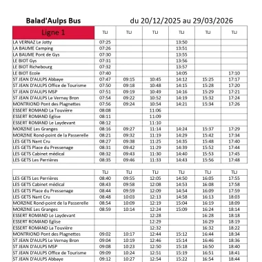 Balad&rsquo;aulps bus ligne 1 hiver 2025/2026